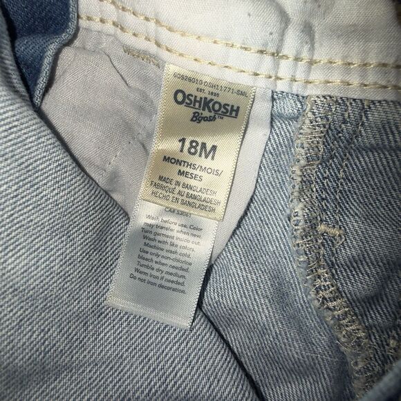 OshKosh B'Gosh Toddler Girl’s Denim Overalls with Hearts Size 18 months Snaps - Picture 12 of 14